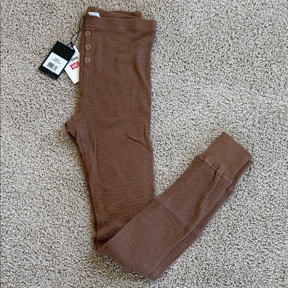 Re/Done Brown Ribbed Leggings